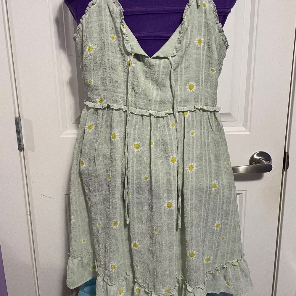 Green Dress with Daisy detailing